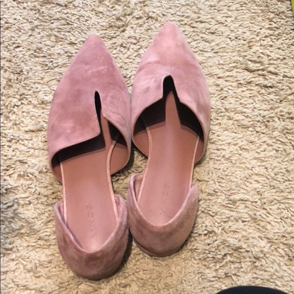 Worn once, pink suede Vince flats